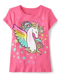 Girls Unicorn Stars Graphic Tee