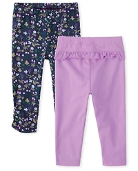 Baby Girls Floral Ruffle Pants 2-Pack