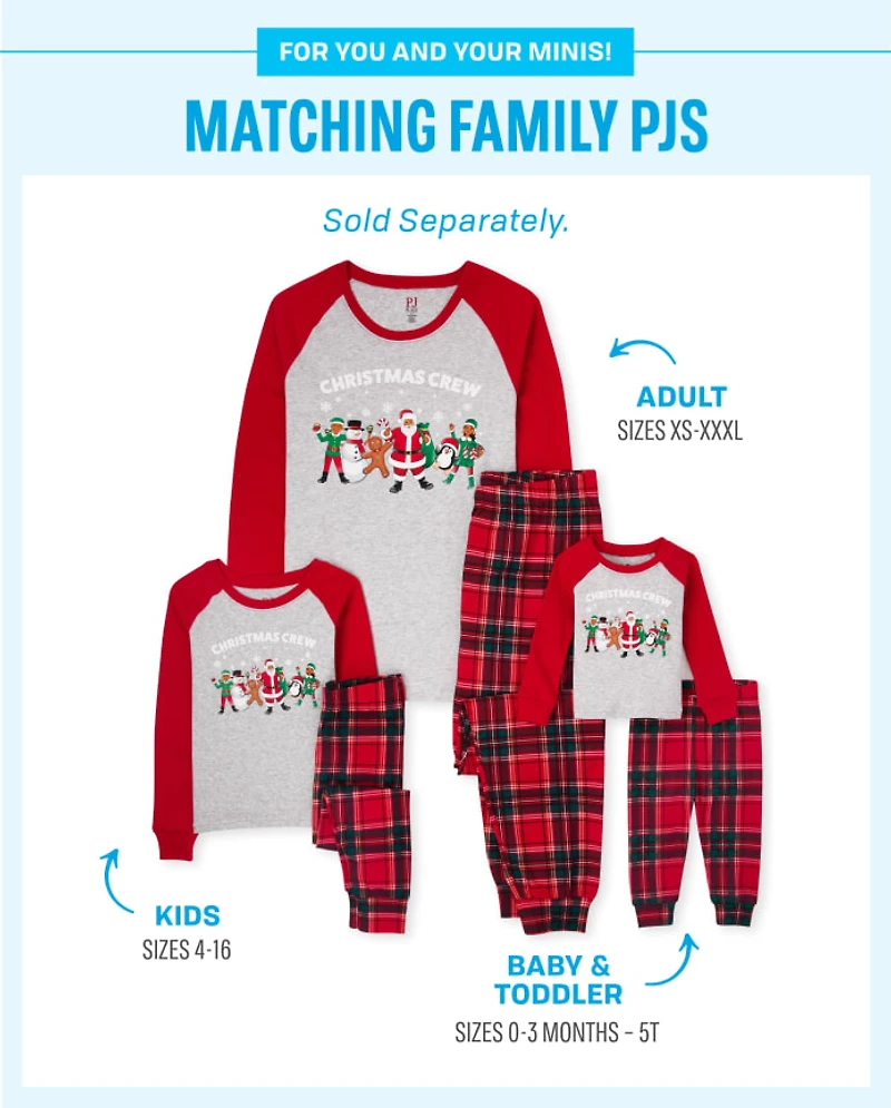Kids Matching Family Christmas Crew Plaid Snug Fit Cotton Pajamas
