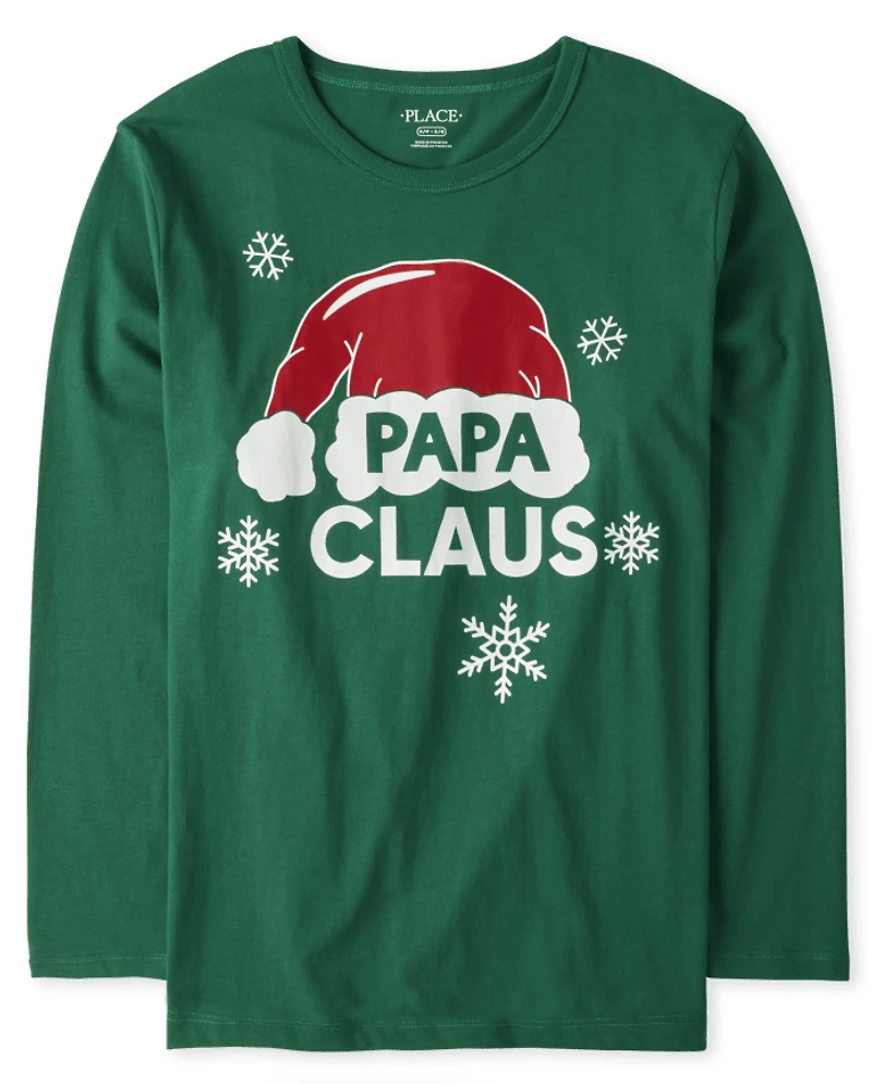 Mens Matching Family Papa Claus Graphic Tee