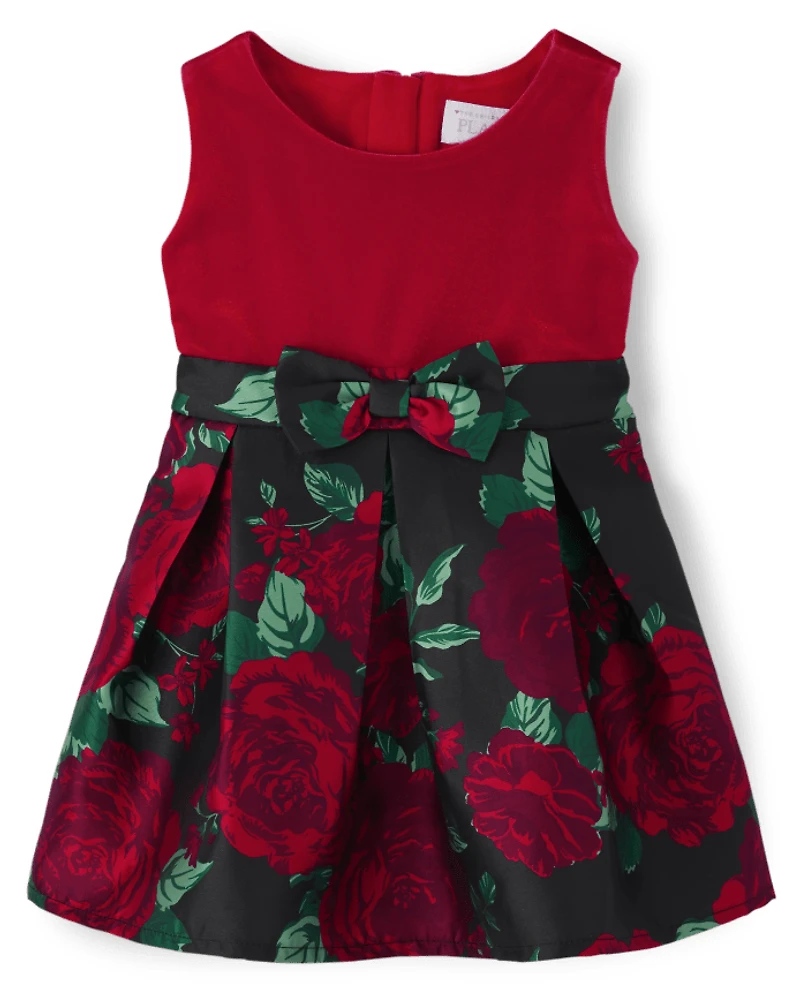 Toddler Girls Mommy And Me Floral Knit To Woven Dress