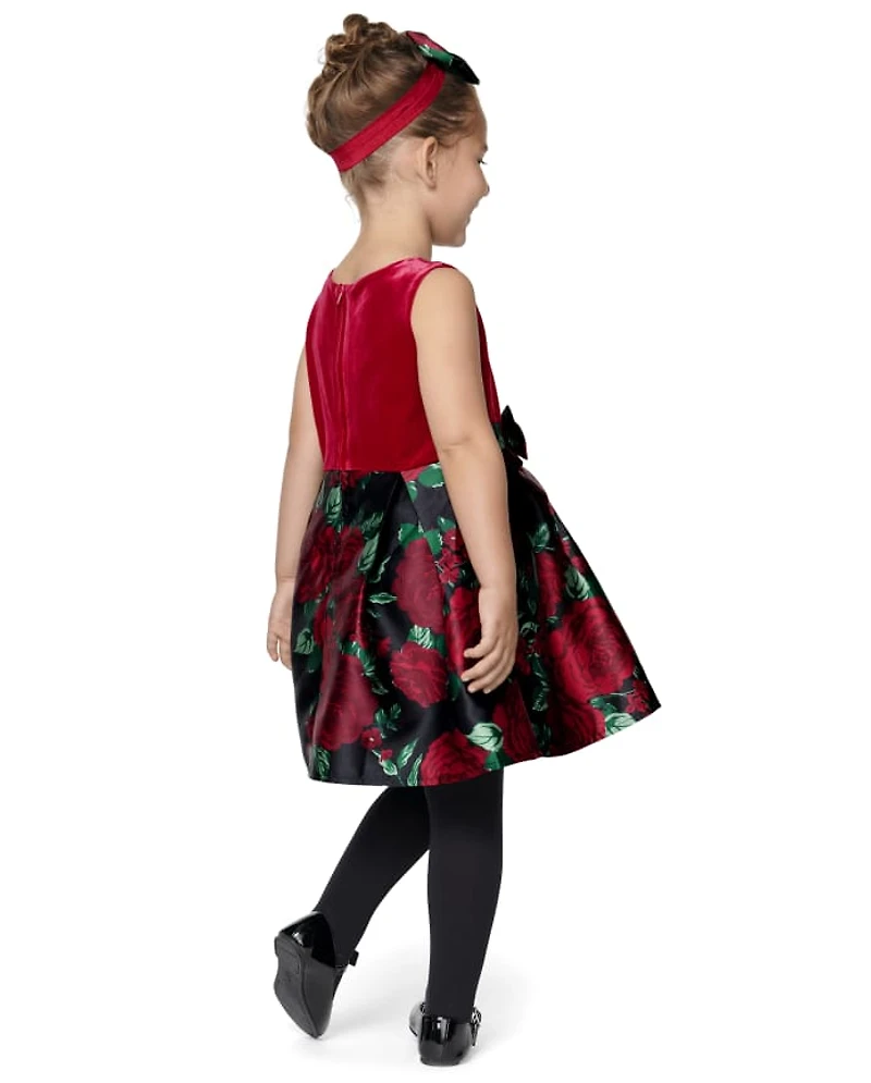 Toddler Girls Mommy And Me Floral Knit To Woven Dress