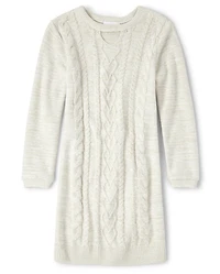 Girls Cable Knit Cut Out Sweater Dress