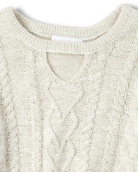 Girls Cable Knit Cut Out Sweater Dress
