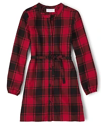 Girls Matching Family Buffalo Plaid Shirt Dress