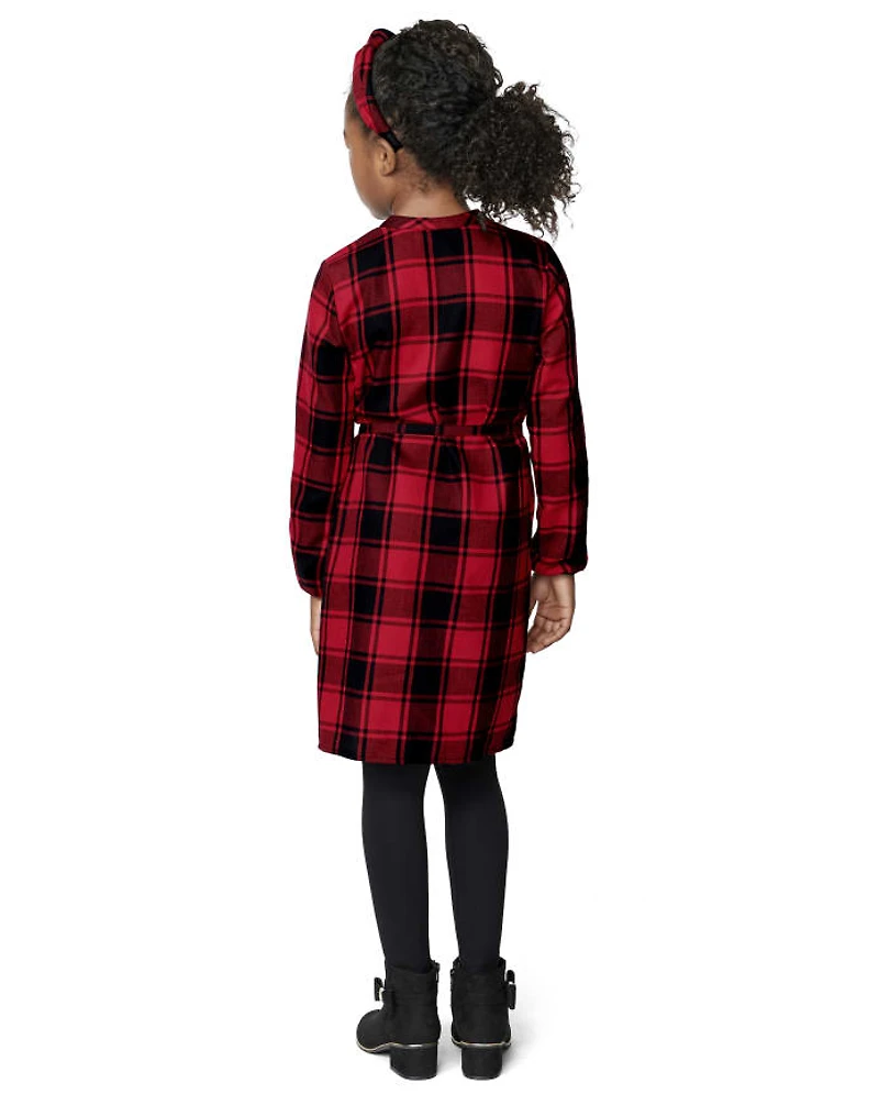 Girls Matching Family Buffalo Plaid Shirt Dress