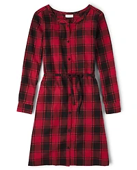 Womens Matching Family Plaid Shirt Dress