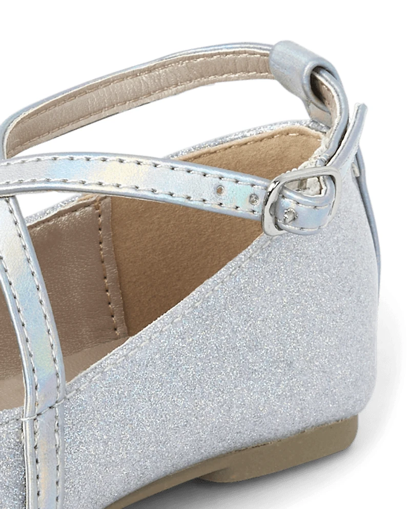 Ballerines scintillantes à bride croisée pour toute-petite fille