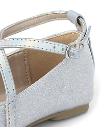 Ballerines scintillantes à bride croisée pour toute-petite fille