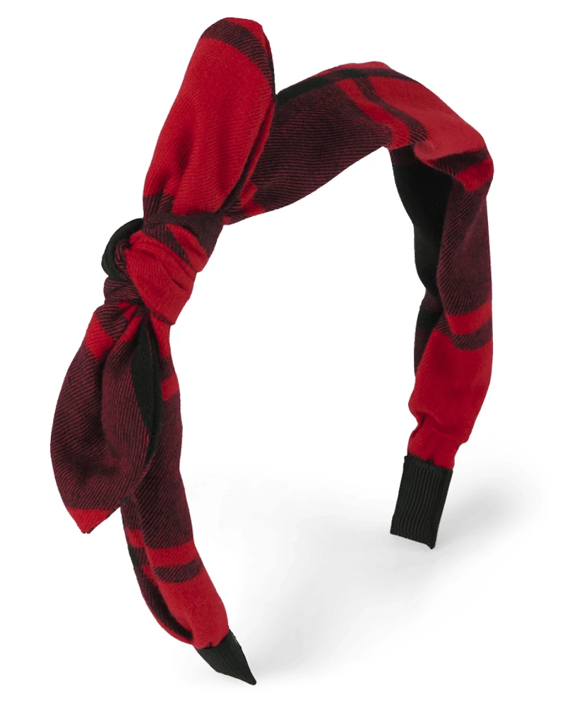 Toddler Girls Buffalo Plaid Top Knot Headband