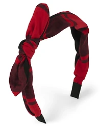 Toddler Girls Buffalo Plaid Top Knot Headband