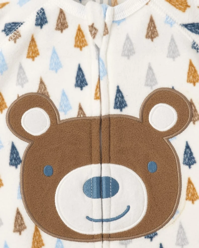 Baby And Toddler Bear Fleece One Piece Pajamas