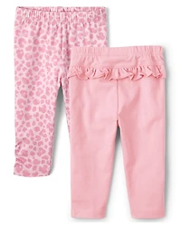 Baby Girls Leopard Ruffle Pants 2-Pack