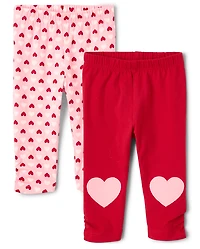 Baby Girls Heart Leggings 2-Pack