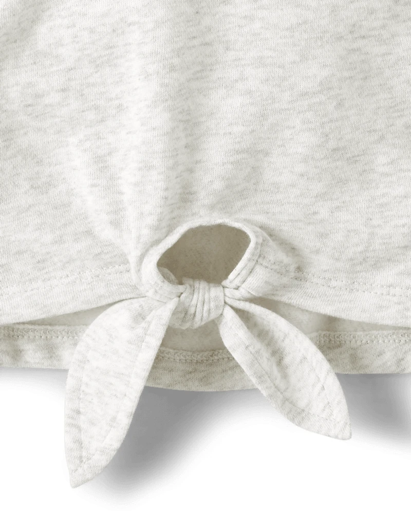 Girls Rainbow Happy Face Tie Front Top