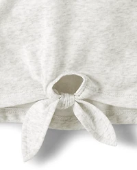 Girls Rainbow Happy Face Tie Front Top