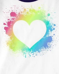 Haut cœur arc-en-ciel pour fille