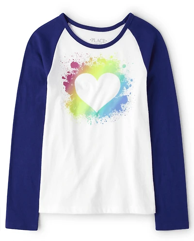 Haut cœur arc-en-ciel pour fille