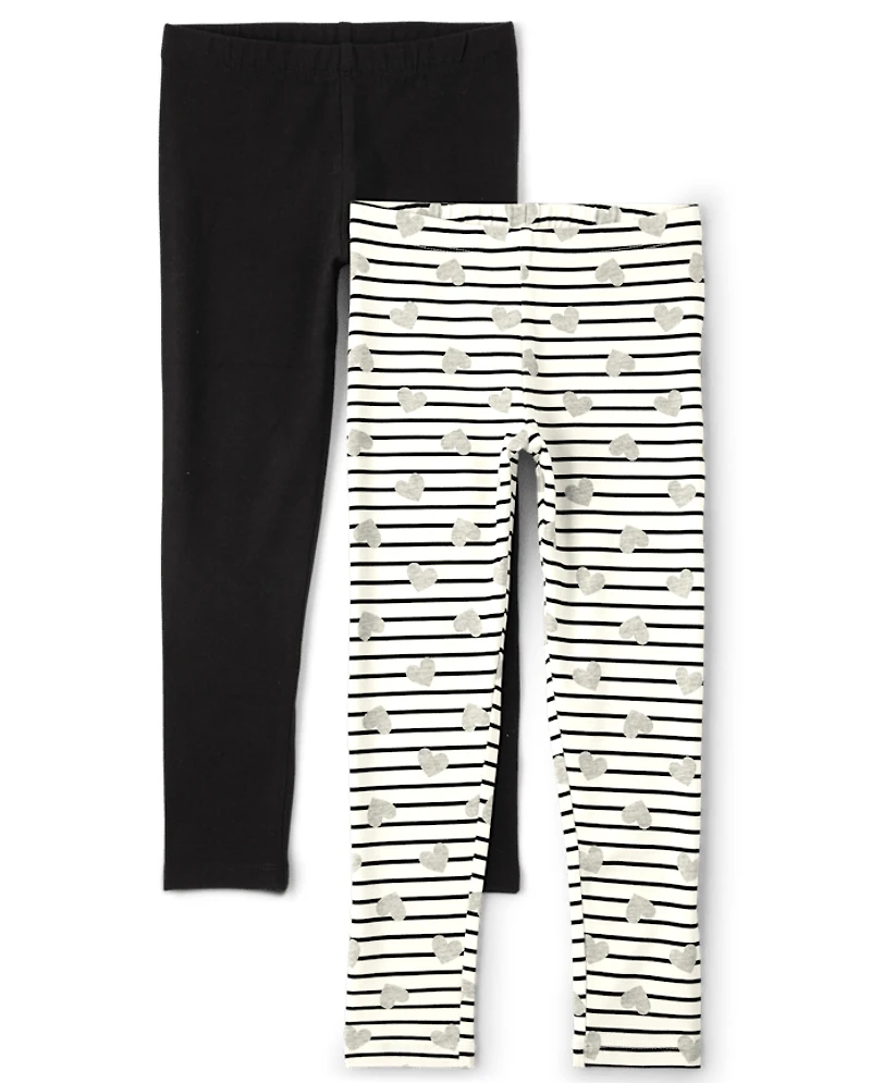 Lot de 2 leggings cœur pour fille