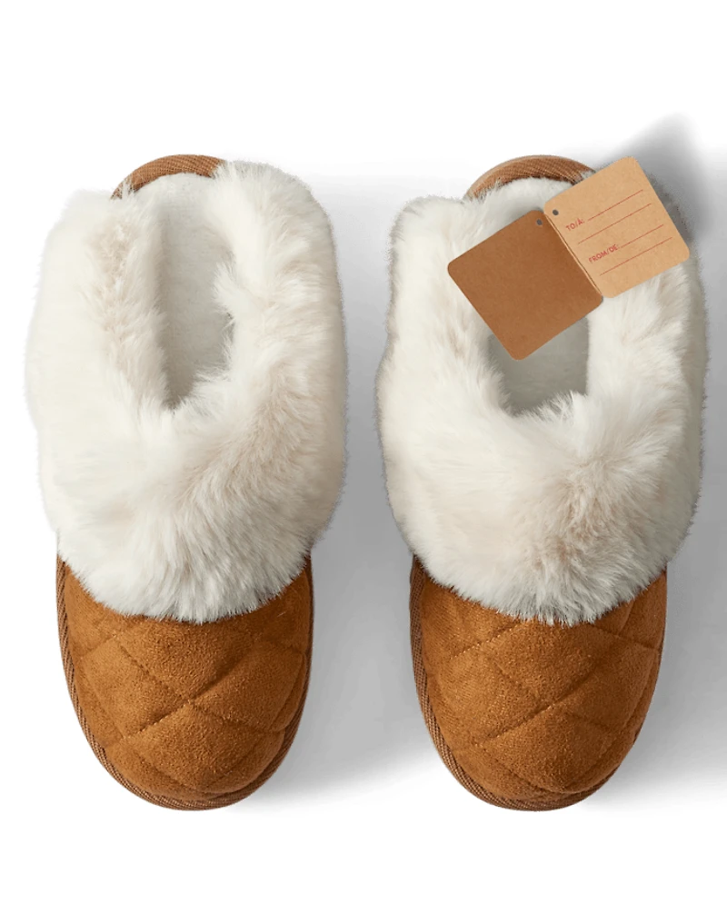 Womens Quilted Slide Slippers