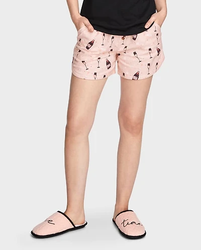 Womens Champagne Flannel Pajama Shorts