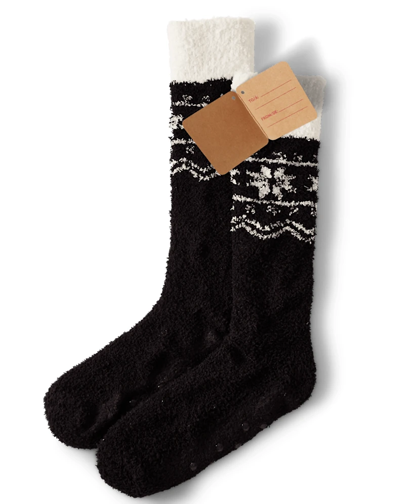 Womens Snowflake Fairisle Cozy Socks