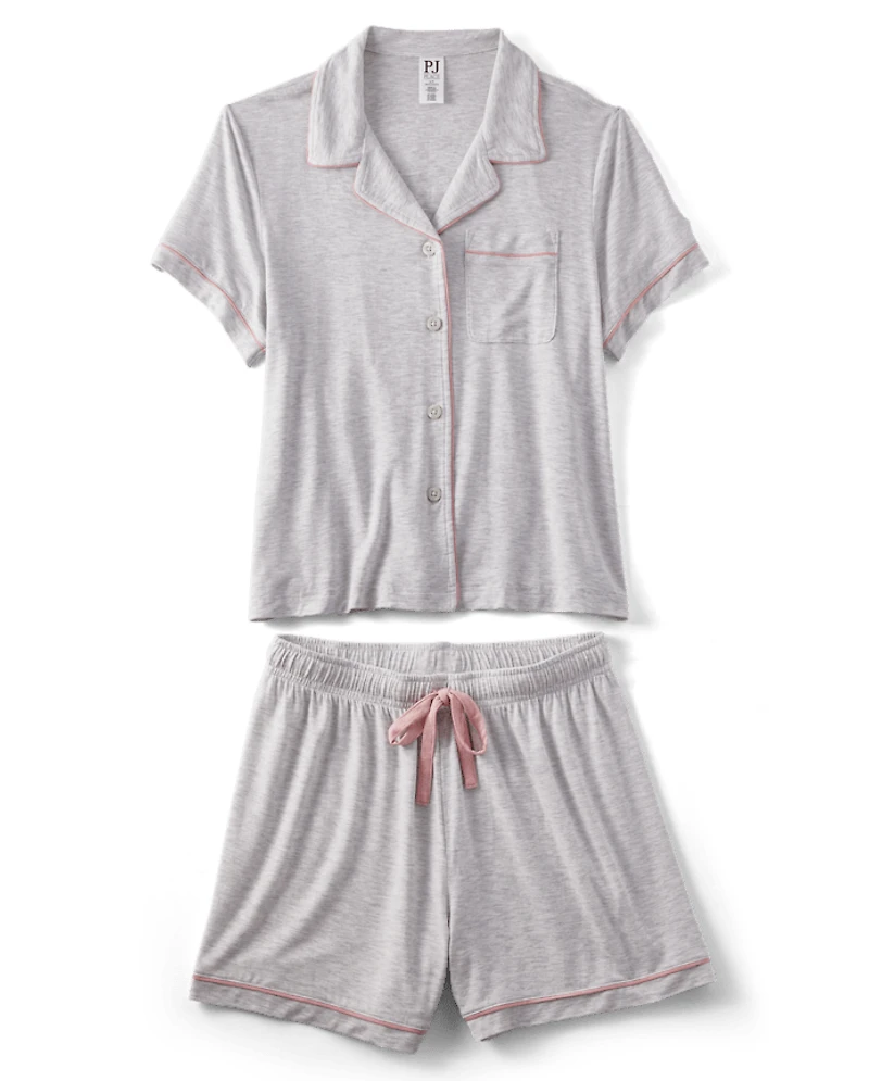 Womens Modal Pajama Top And Shorts Set