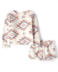 Girls Mommy And Me Print Sherpa Pajamas