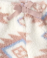 Girls Mommy And Me Print Sherpa Pajamas