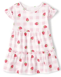 Baby And Toddler Girls Strawberry Tiered Dress
