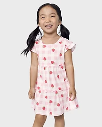 Baby And Toddler Girls Strawberry Tiered Dress