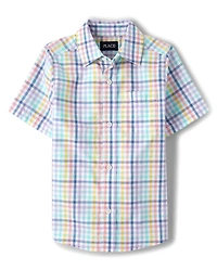 Boys Dad And Me Gingham Poplin Button Up Shirt
