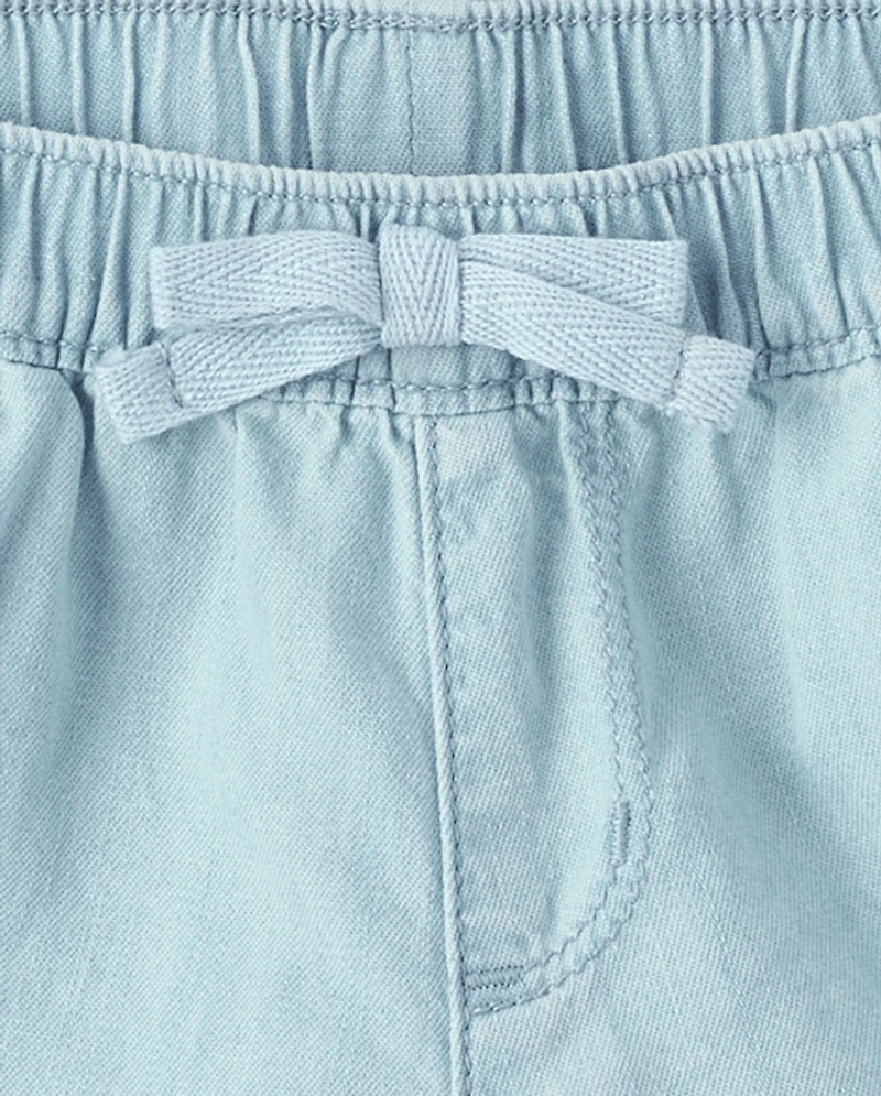 Toddler Girls Chambray Pull On Shorts 2-Pack