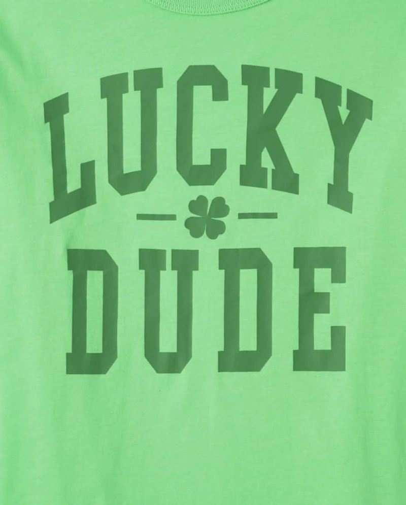 Boys Matching Family St. Patrick's Day Lucky Dude Graphic Tee
