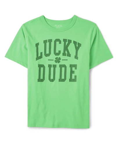 Boys Matching Family St. Patrick's Day Lucky Dude Graphic Tee