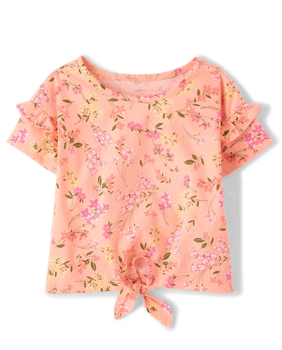 Baby And Toddler Girls Floral Tie Front Top
