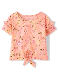 Baby And Toddler Girls Floral Tie Front Top