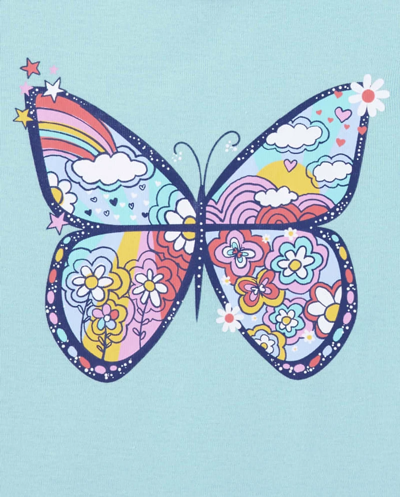 Girls Butterfly Snug Fit Cotton Pajamas 2-Pack