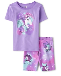 Girls Unicorn Snug Fit Cotton Pajamas