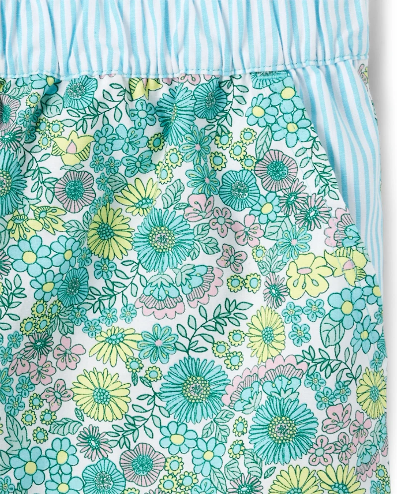 Womens Floral Poplin Pajama Shorts