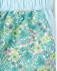 Womens Floral Poplin Pajama Shorts