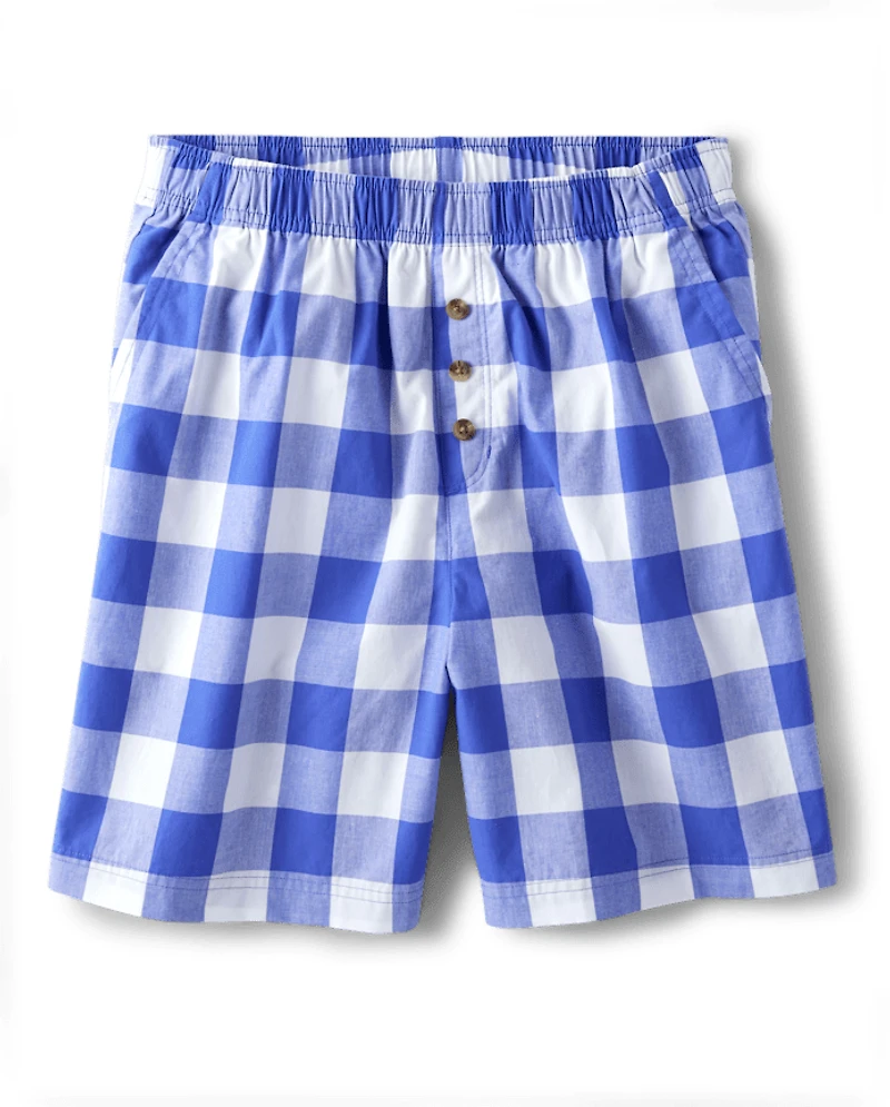 Mens Matching Family Gingham Poplin Pajama Shorts