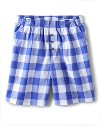 Mens Matching Family Gingham Poplin Pajama Shorts