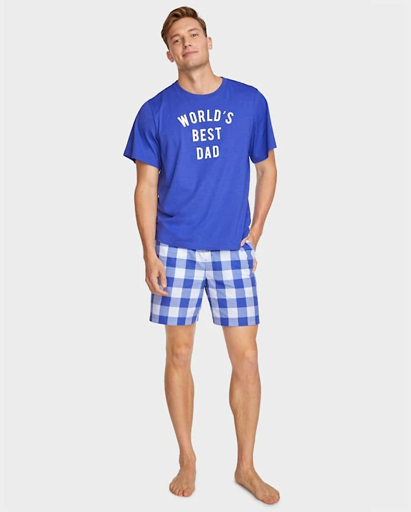 Mens Matching Family Gingham Poplin Pajama Shorts