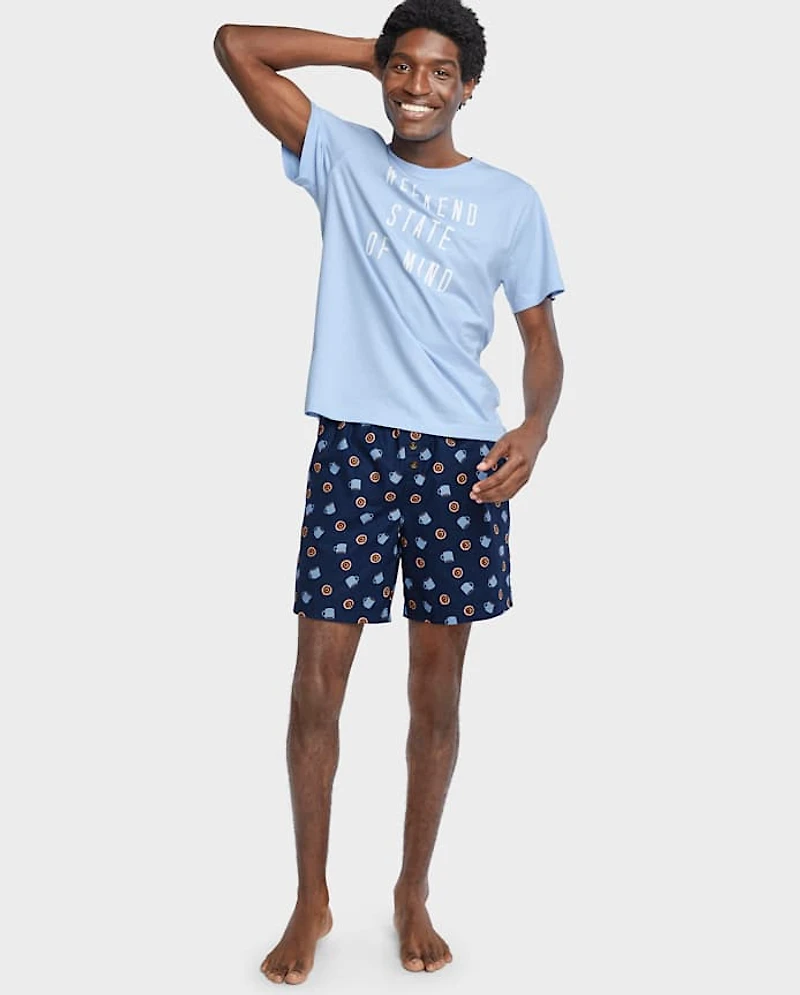 Mens Doughnut Poplin Pajama Shorts