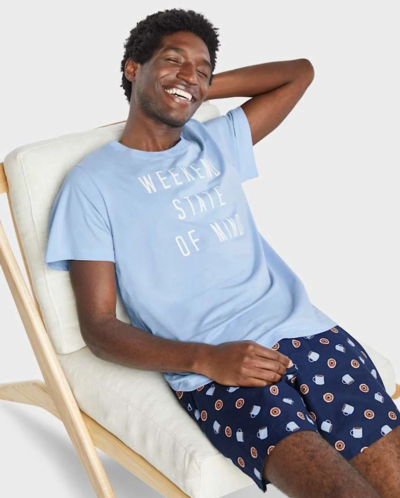 Mens Doughnut Poplin Pajama Shorts