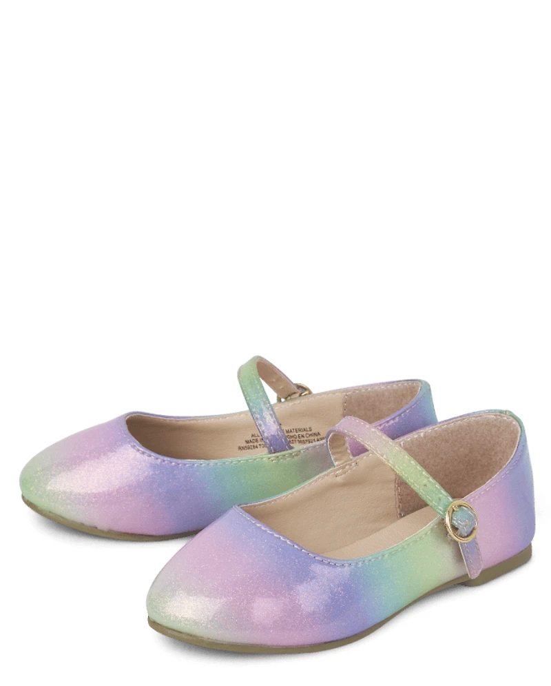 Toddler Girls Glitter Rainbow Ballet Flats