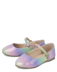 Toddler Girls Glitter Rainbow Ballet Flats