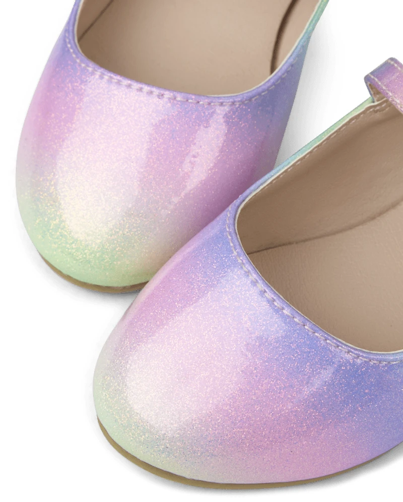 Toddler Girls Glitter Rainbow Ballet Flats