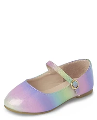 Toddler Girls Glitter Rainbow Ballet Flats